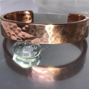 Wide Hammered John Wayne Solid Copper Bracelet